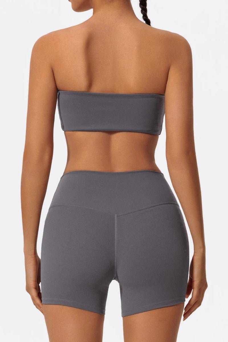 Matching Workout Set with Strapless Sports Bra and Shorts - TGC Boutique - Activewear Sets