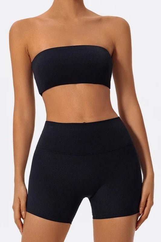 Matching Workout Set with Strapless Sports Bra and Shorts - TGC Boutique - Activewear Sets