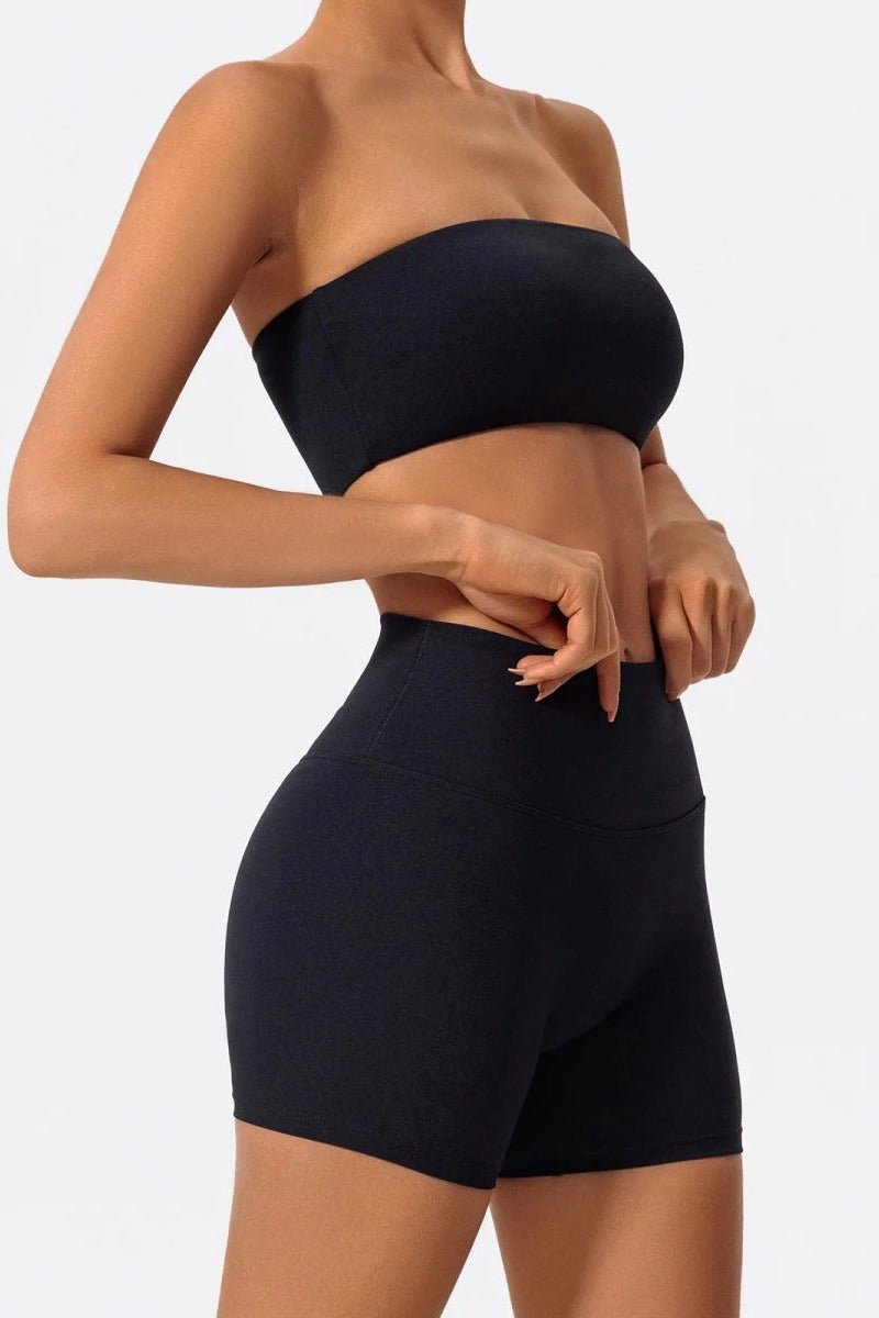Matching Workout Set with Strapless Sports Bra and Shorts - TGC Boutique - Activewear Sets