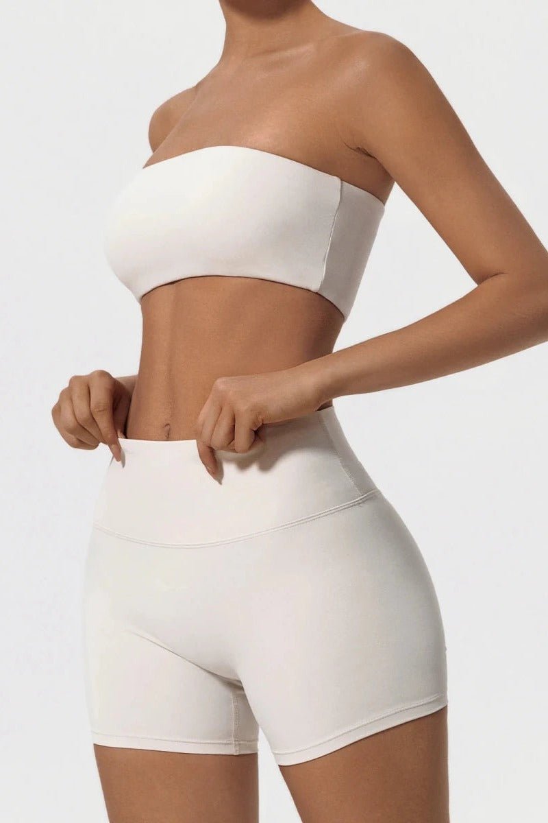 Matching Workout Set with Strapless Sports Bra and Shorts - TGC Boutique - Activewear Sets