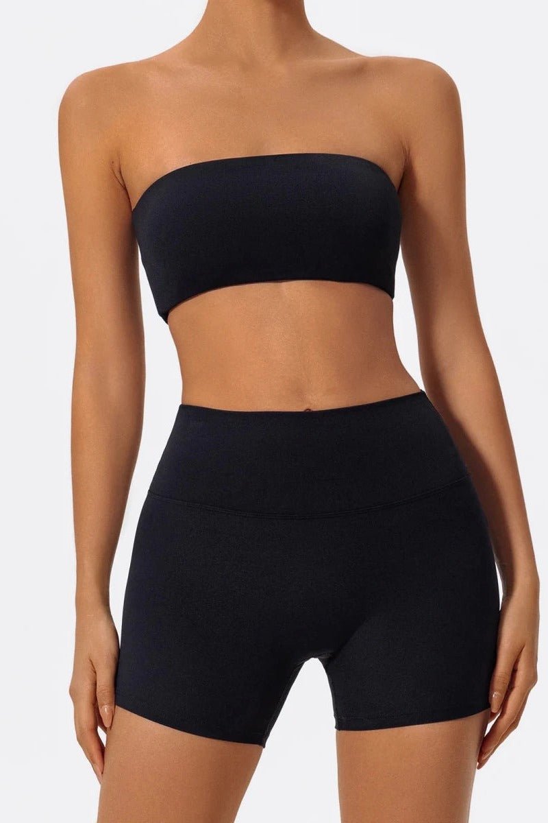 Matching Workout Set with Strapless Sports Bra and Shorts - TGC Boutique - Activewear Sets