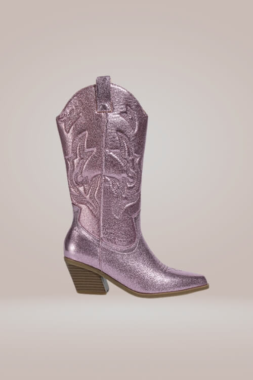 Mid Calf Metallic Pink Cowboy Boots - TGC Boutique - Boots