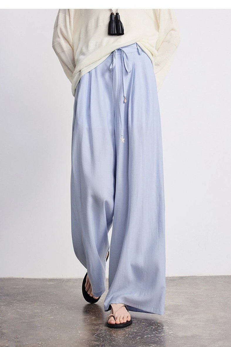 Palazzo Pants for Women, Flowy Pleated Drawstring Pants - TGC Boutique - Pants