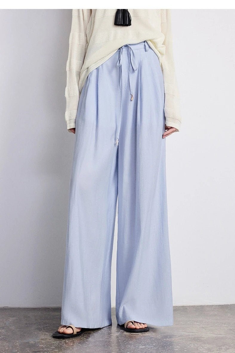 Palazzo Pants for Women, Flowy Pleated Drawstring Pants - TGC Boutique - Pants