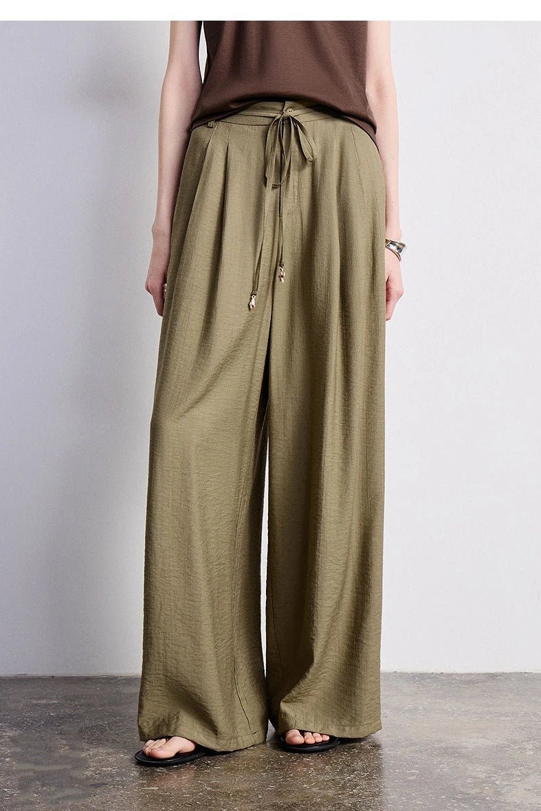 Palazzo Pants for Women, Flowy Pleated Drawstring Pants - TGC Boutique - Pants