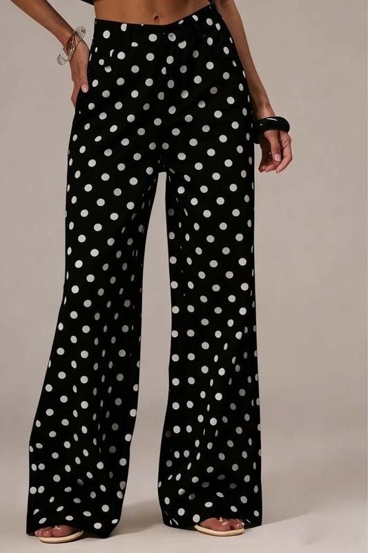 Polka Dot Pants for Women, High Waisted Wide Leg Jeans - TGC Boutique - Jeans