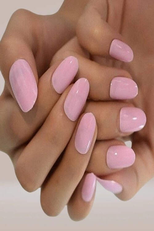 Press On Nails Short Pink Glossy Almond Nail Kit - TGC Boutique - Press On Nails