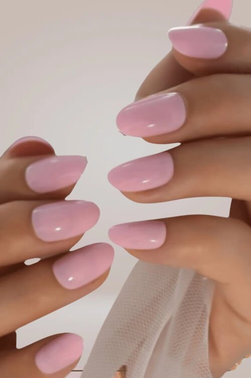 Press On Nails Short Pink Glossy Almond Nail Kit - TGC Boutique - Press On Nails