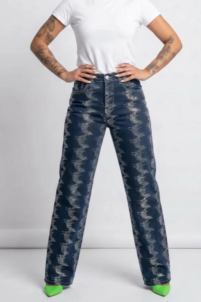 Rhinestone Jeans for Women, Dark Wash Bling Jeans - TGC Boutique - Jeans