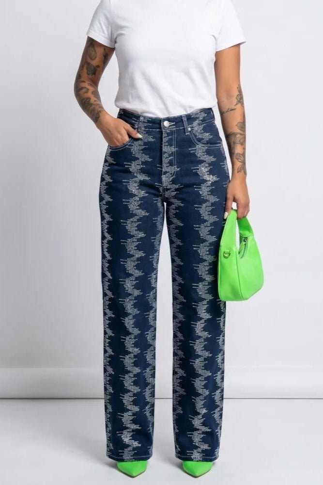 Rhinestone Jeans for Women, Dark Wash Bling Jeans - TGC Boutique - Jeans