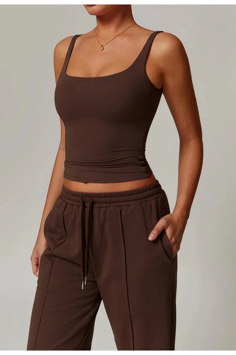 Tank Top with Built in Bra and Square Neck for Women - TGC Boutique - Activewear Tops