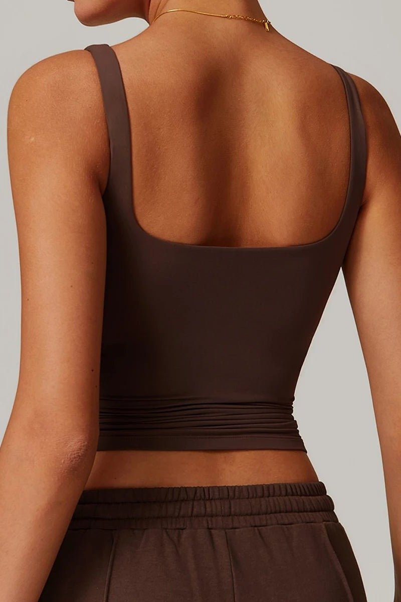 Tank Top with Built in Bra and Square Neck for Women - TGC Boutique - Activewear Tops
