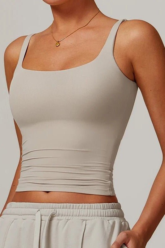 Tank Top with Built in Bra and Square Neck for Women - TGC Boutique - Activewear Tops