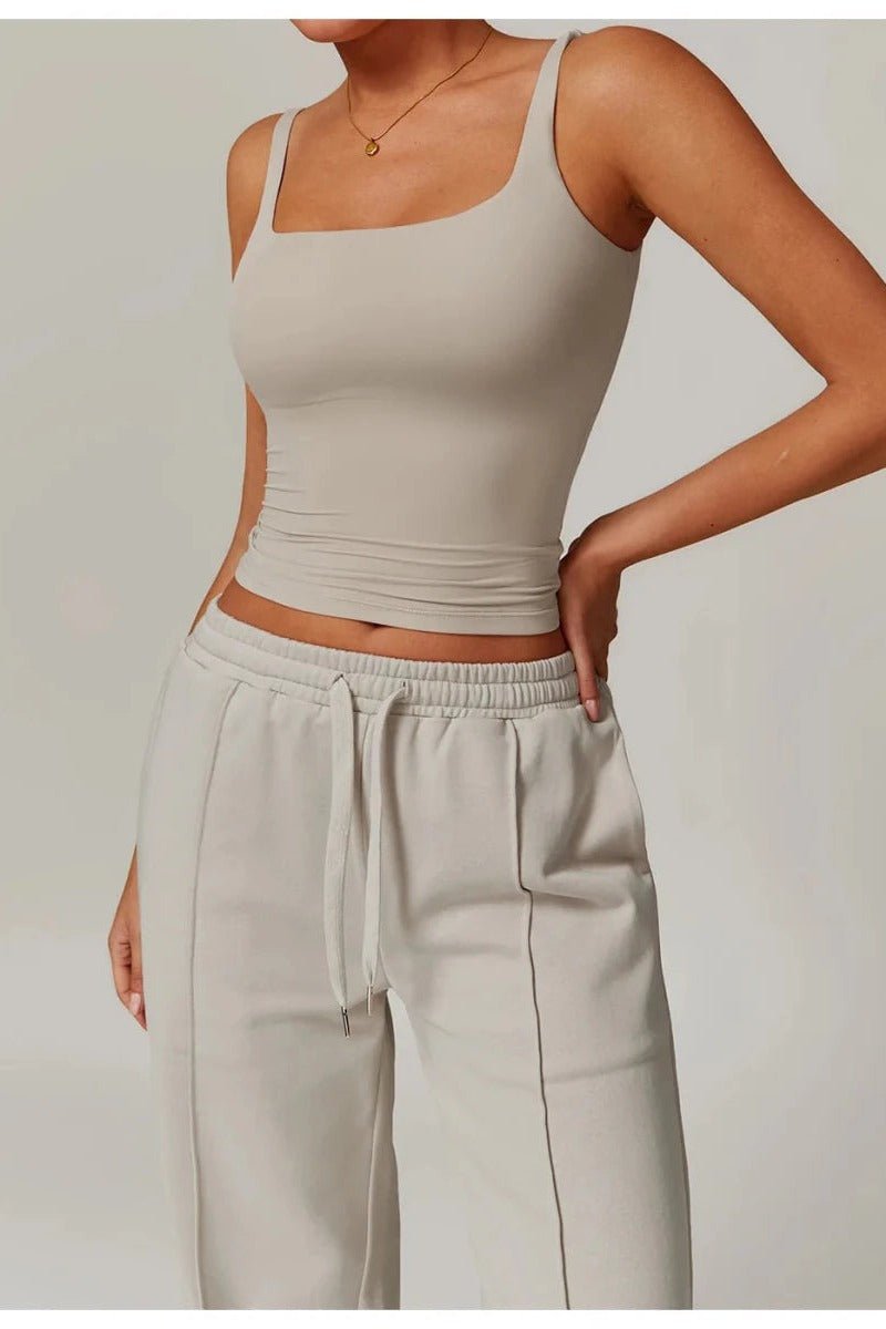 Tank Top with Built in Bra and Square Neck for Women - TGC Boutique - Activewear Tops