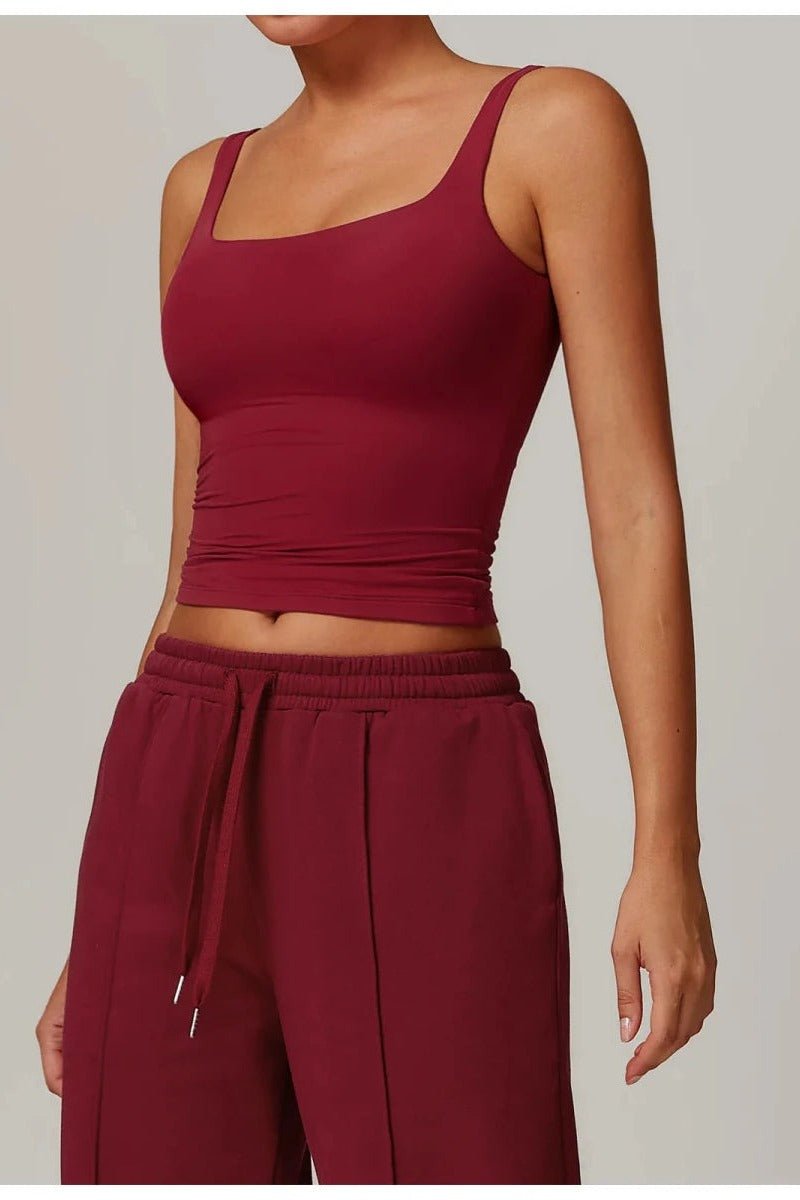 Tank Top with Built in Bra and Square Neck for Women - TGC Boutique - Activewear Tops