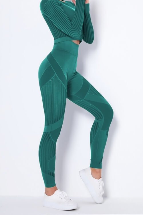 Tummy Control High Waist Seamless Green Leggings - TGC Boutique - Leggings