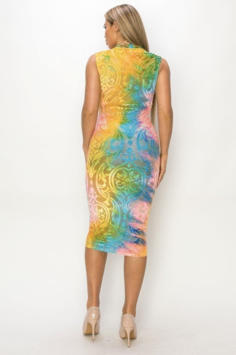 Velvet Tie Dye Sexy Midi Dress - TGC Boutique - Midi Dress