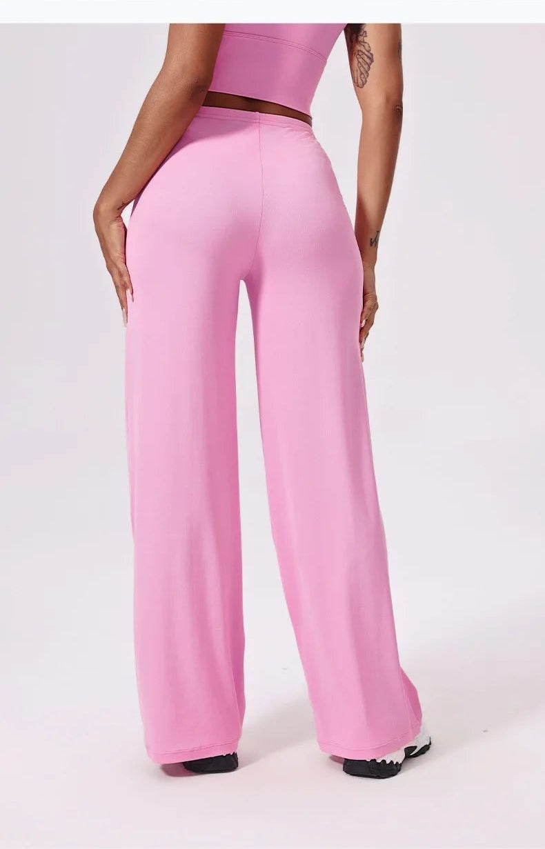 Pink women's yoga pants back view