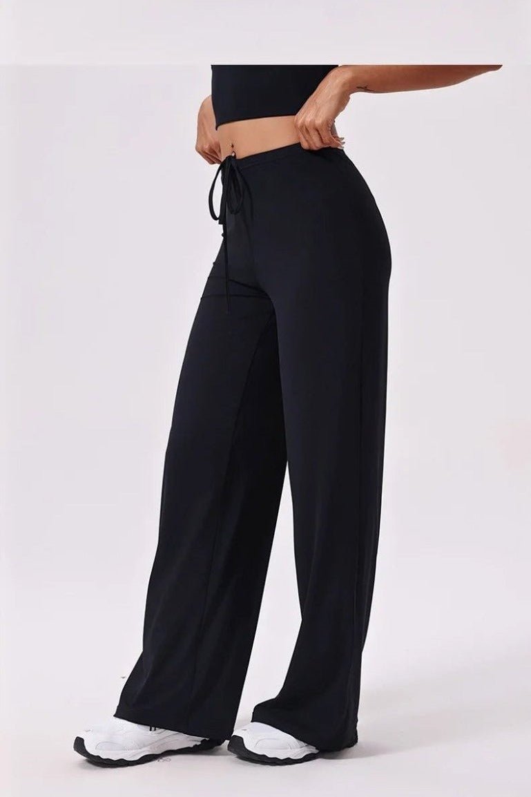 Wide Leg Yoga Pants for Women with a High Drawstring Waist - TGC Boutique - Activewear Pants