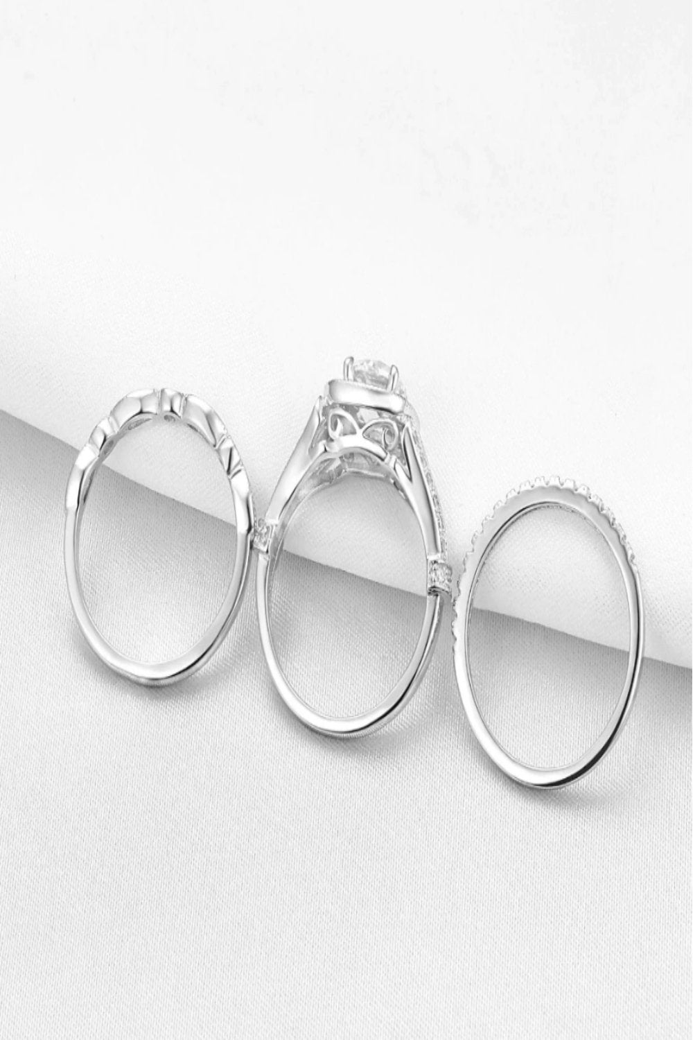 3 Piece Sterling Silver Engagement Ring Set - TGC Boutique - rings