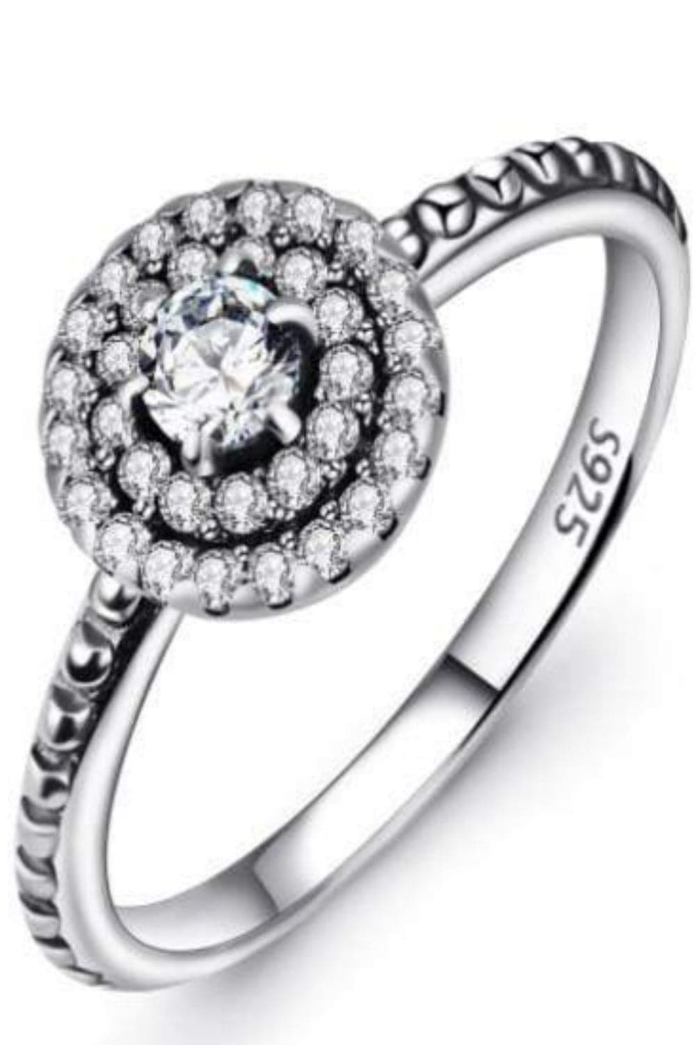 925 Sterling Silver Round Diamond Cluster Ring - TGC Boutique - Rings