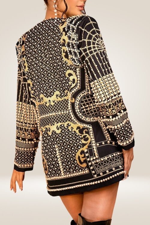 Adriana Pearl Blazer Dress In Gold - TGC Boutique - Blazer Dress