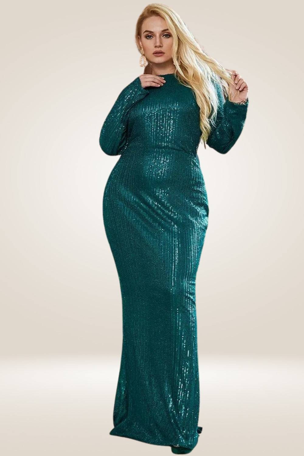 All Over Sequin Plus Size Green Maxi Dress - TGC Boutique - Plus Size Dress