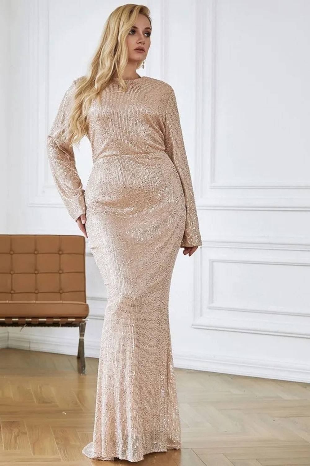 All Over Sequin Plus Size Maxi Dress - TGC Boutique - Plus Size Dress