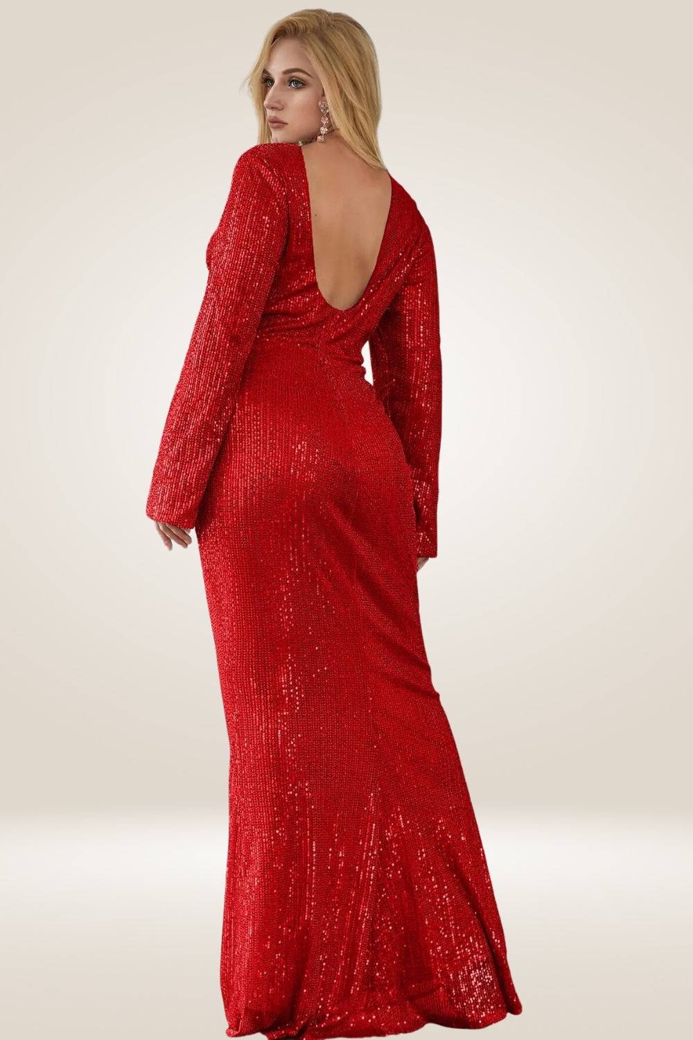 All Over Sequin Plus Size Red Maxi Dress - TGC Boutique - Plus Size Dress