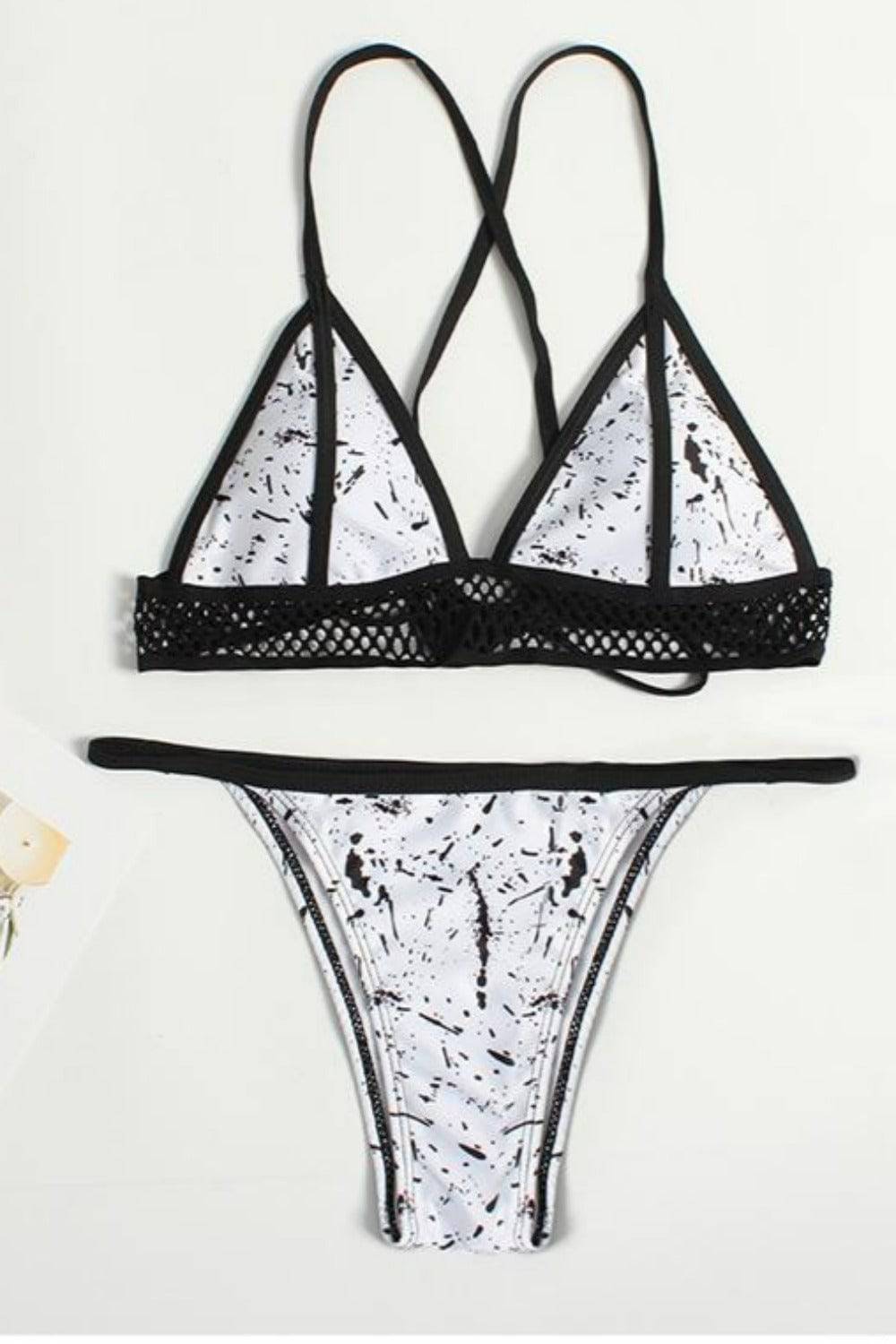Ariel Dusty Mesh White Bikini Swimsuit - TGC Boutique - White Drawstring Swimsuit