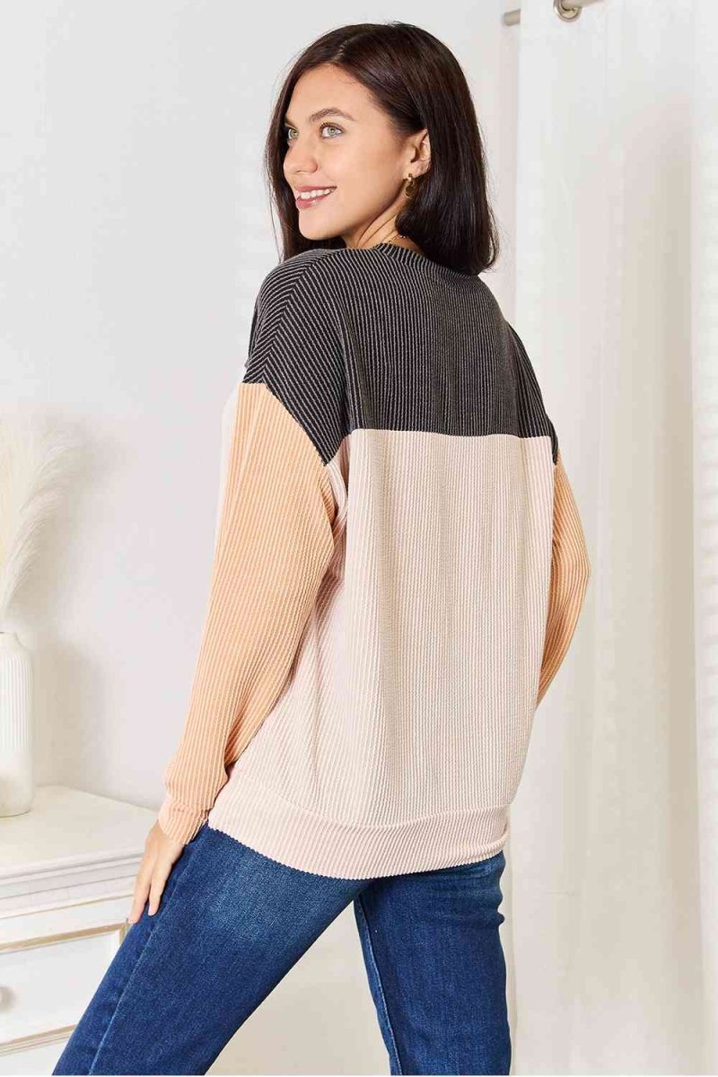 Autumn Harmony Ribbed Colorblock Sweater - TGC Boutique - Sweater