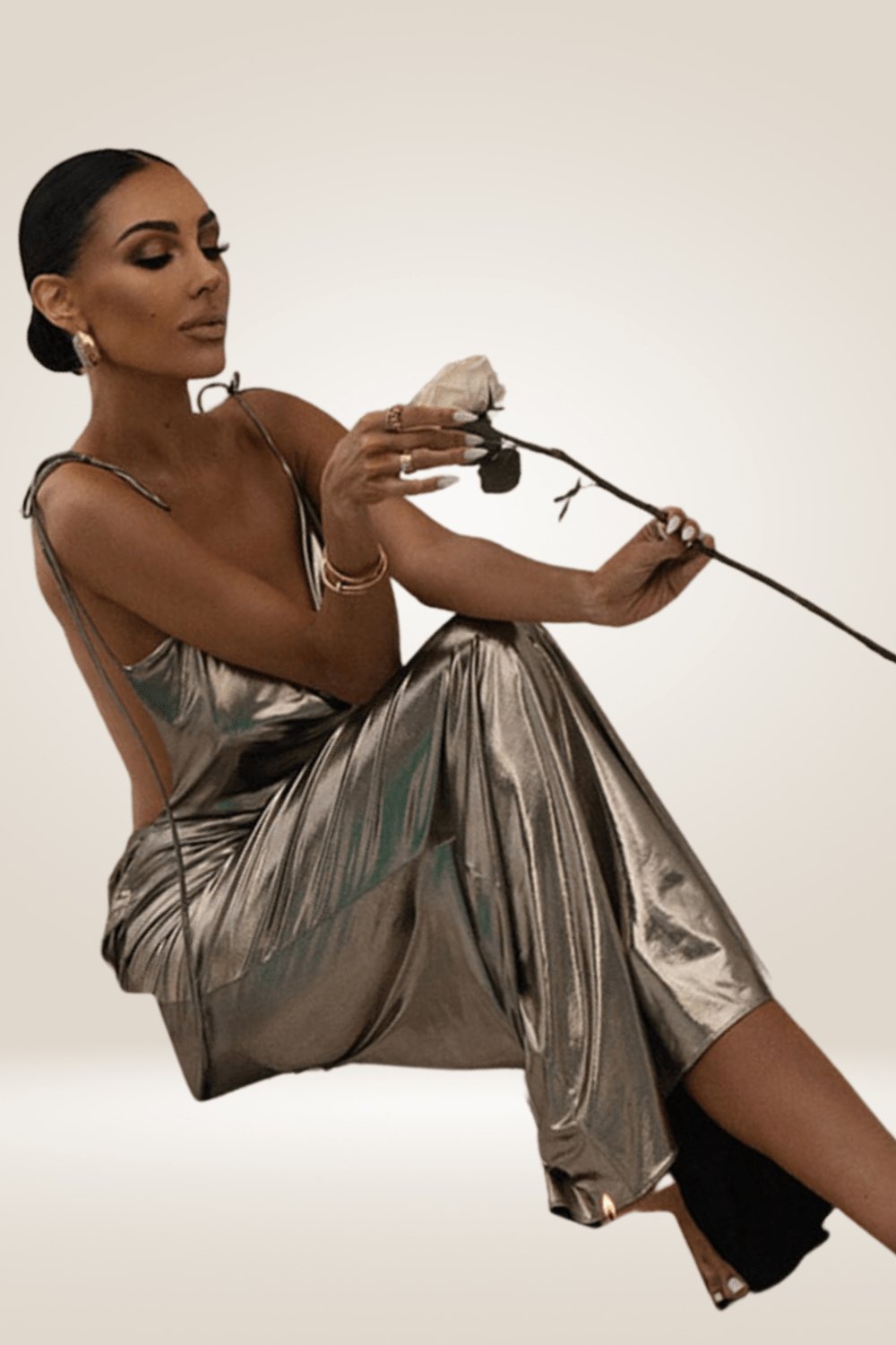 Backless Metallic Gold Pleated Maxi Dress - TGC Boutique Backless Metallic Gold Pleated Maxi Dress - TGC Boutique