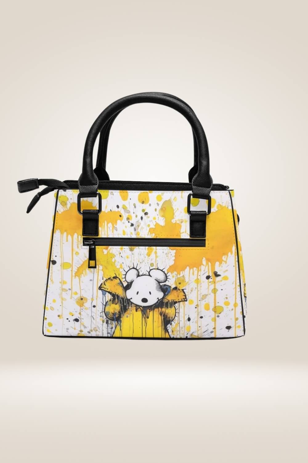 Bear In Yellow Coat White Satchel Bag - TGC Boutique - Satchel Handbag
