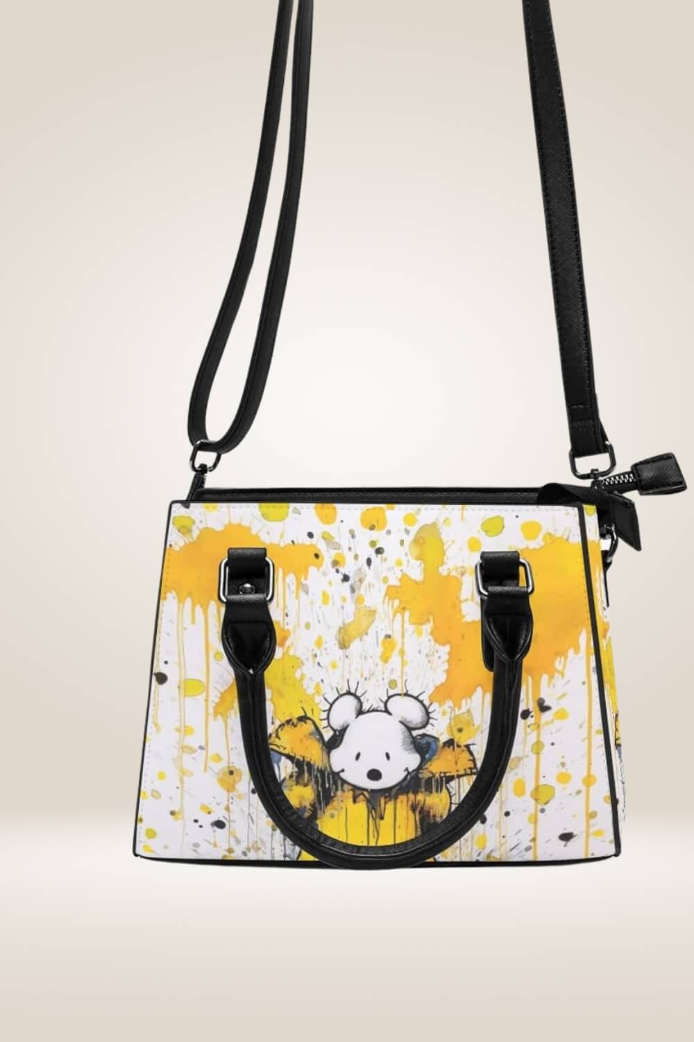 Bear In Yellow Coat White Satchel Bag - TGC Boutique - Satchel Handbag