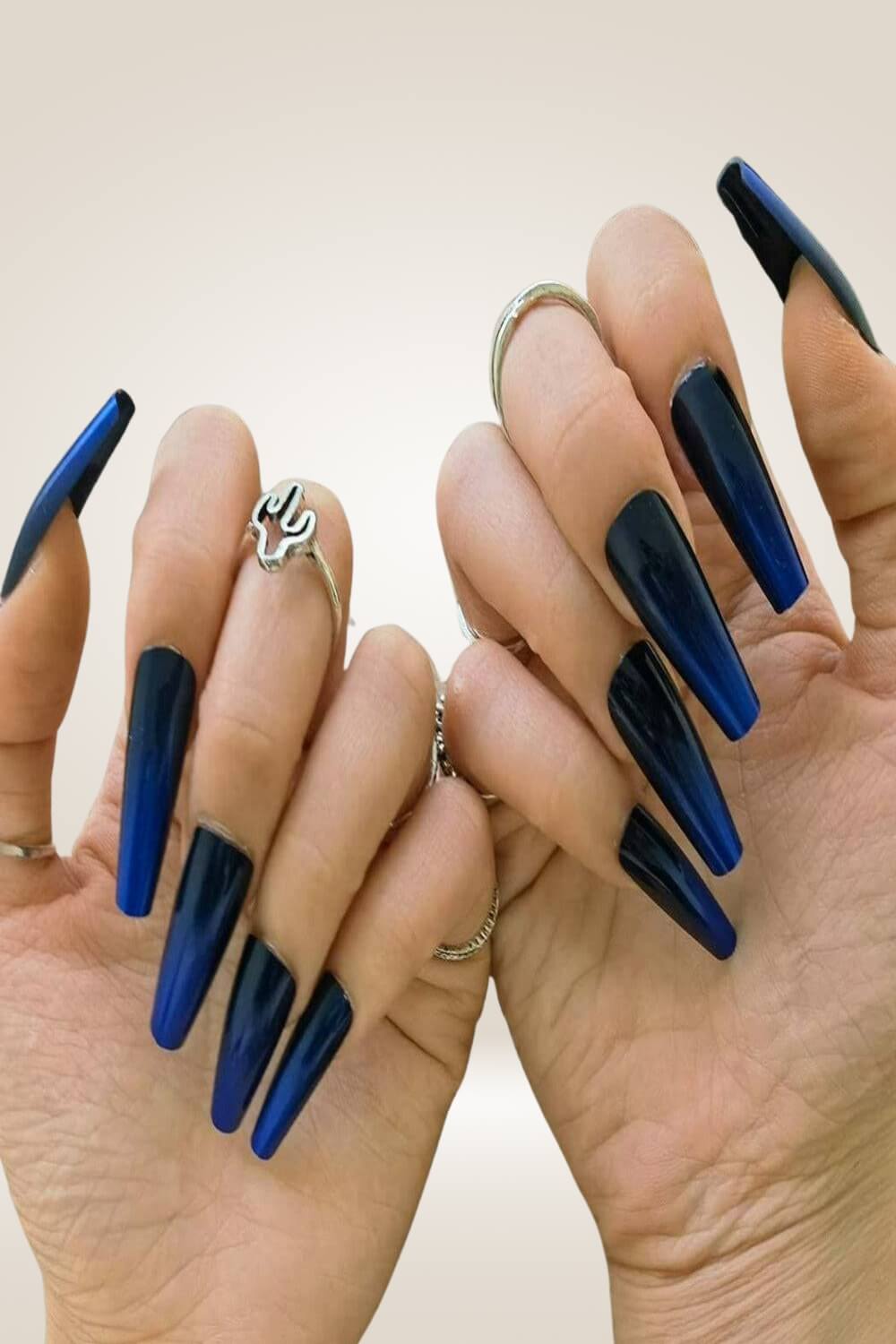 Black And Blue Ombre Coffin Press On Nails Kit - TGC Boutique - Press On Nails