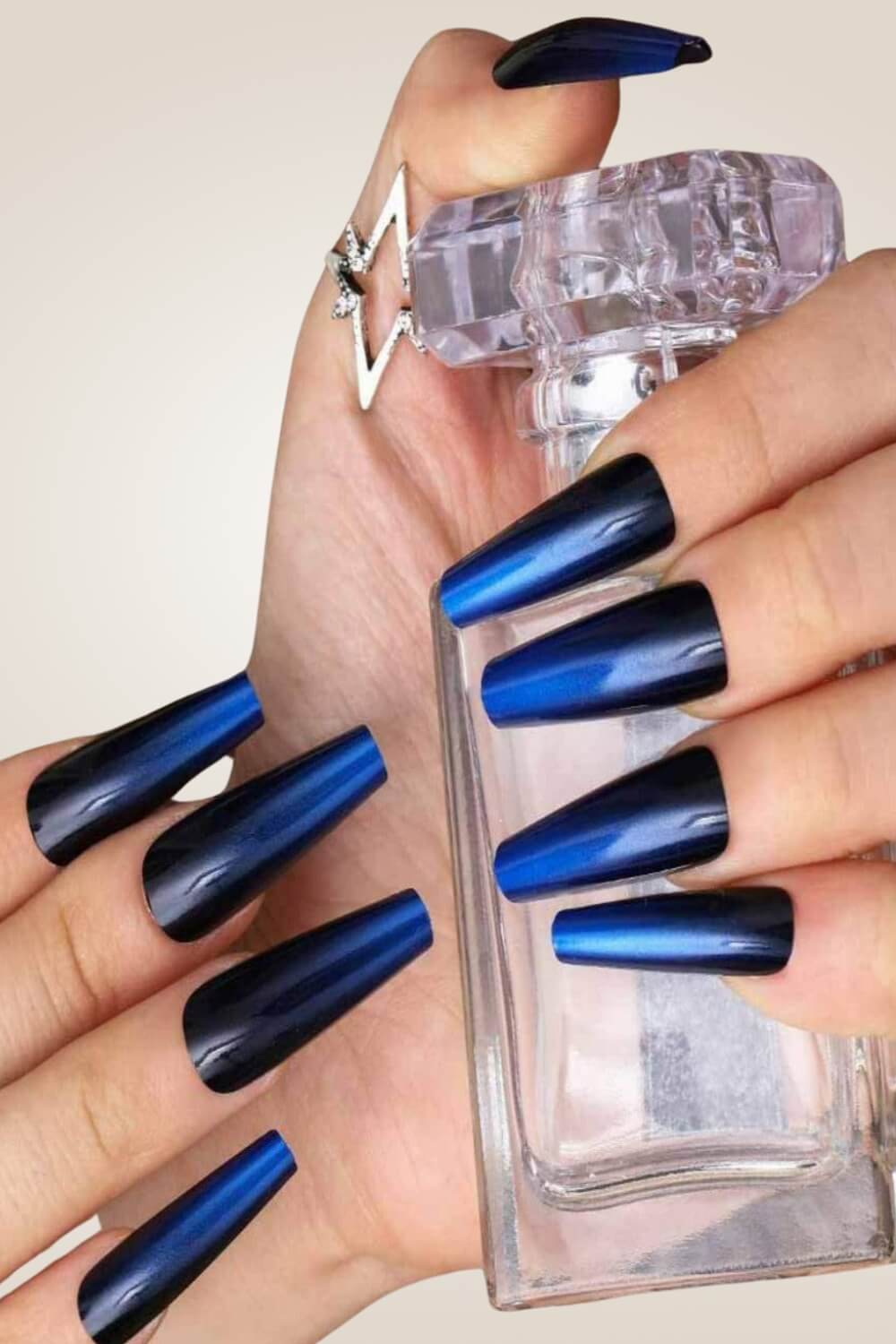 Black And Blue Ombre Coffin Press On Nails Kit - TGC Boutique - Press On Nails
