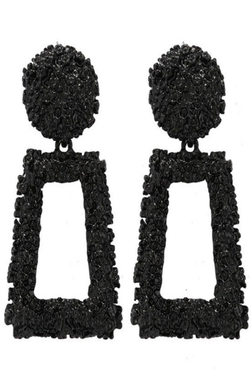 Black Chunky Statement Dangle Door Knocker Earrings - TGC Boutique - Earrings
