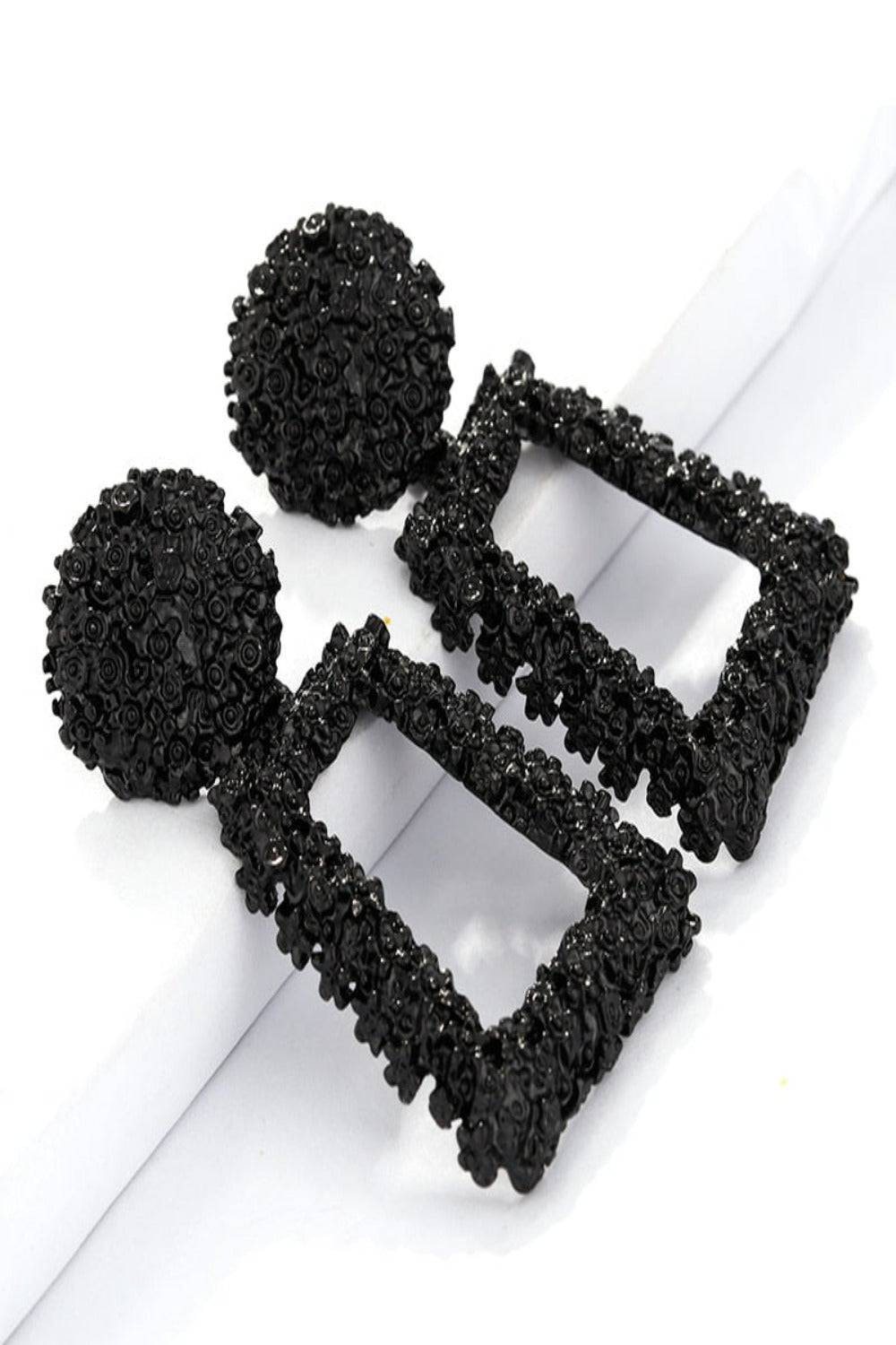 Black Chunky Statement Dangle Door Knocker Earrings - TGC Boutique - Earrings