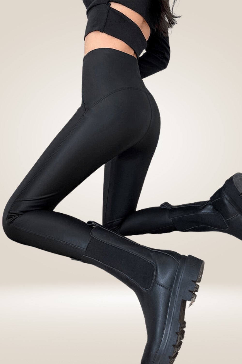 Black Fleece Lined Faux Leather Leggings - TGC Boutique - Leggings