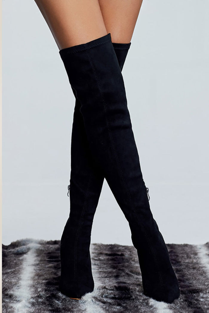 over the knee boots mid heel
