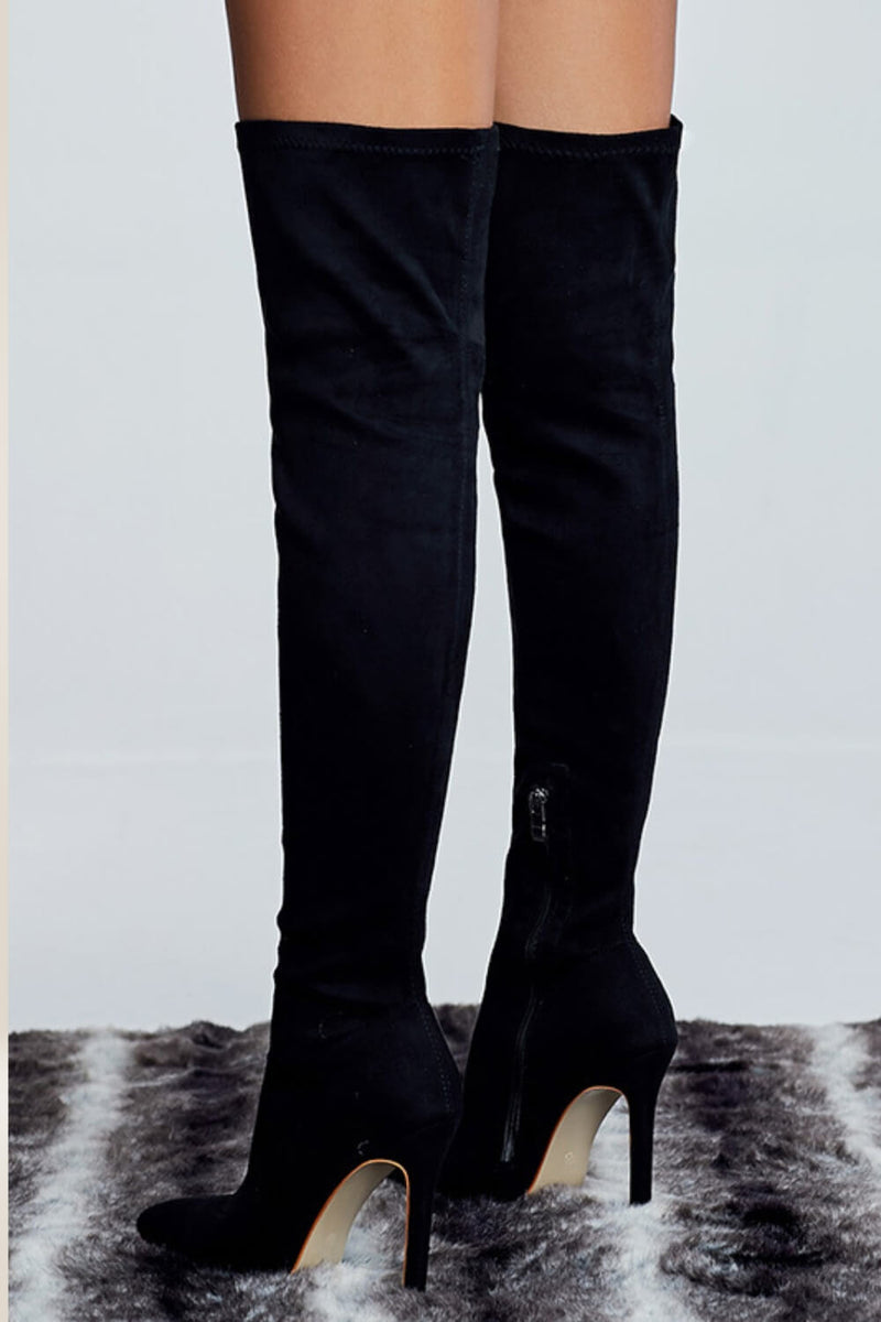 Chic Black Block Heel OverTheKnee High Boots for Women