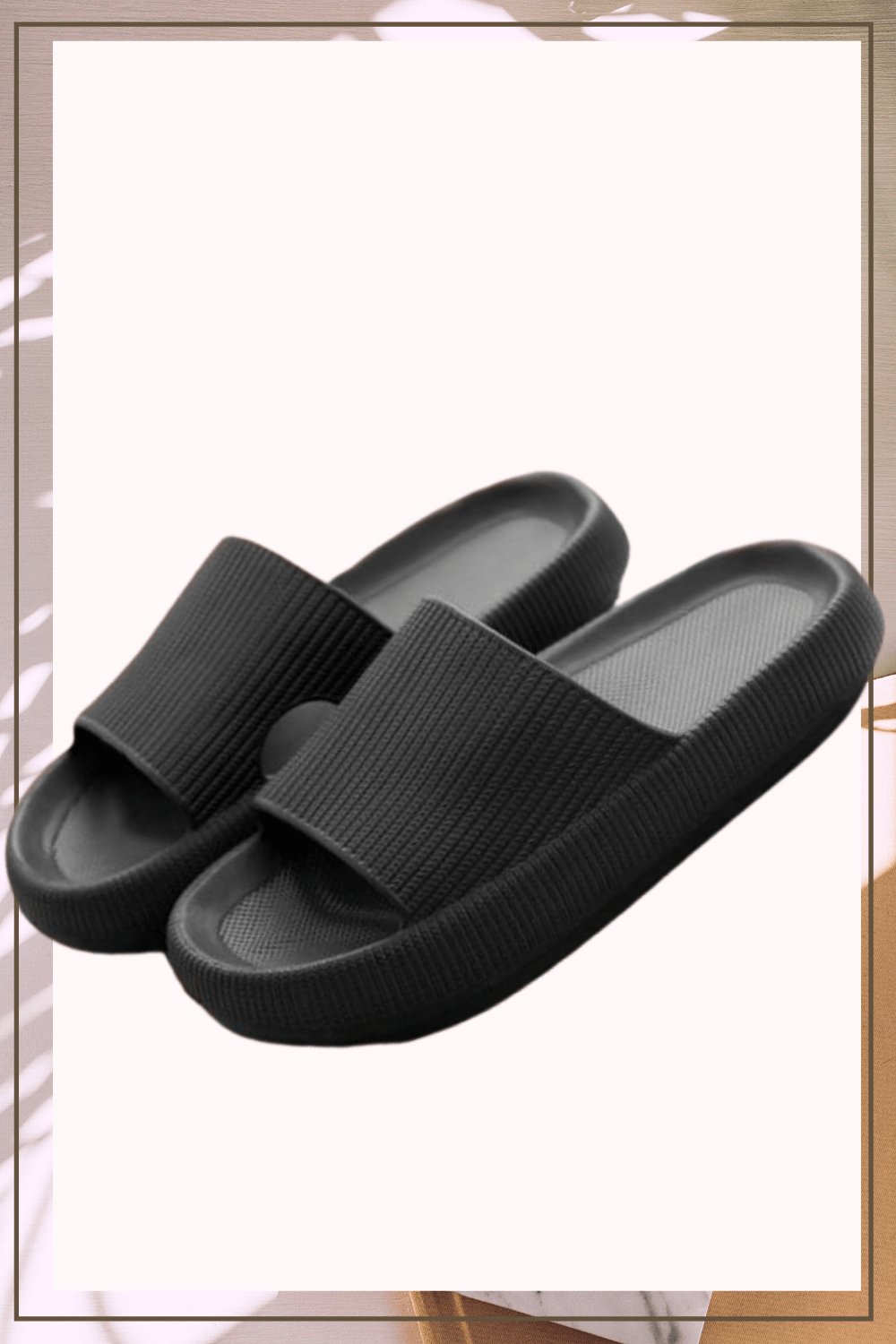 Black Slides Thick Platform Comfy Rubber Sandals - TGC Boutique - Black Slides
