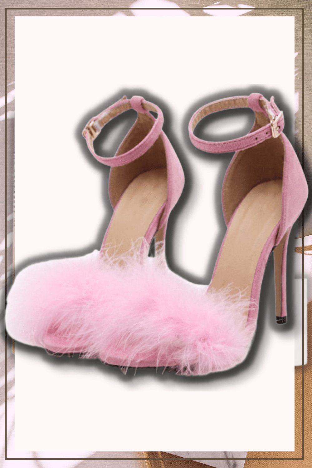 Black Stiletto High Heel Sandals With Fluffy Fur - TGC Boutique - High Heel Sandals