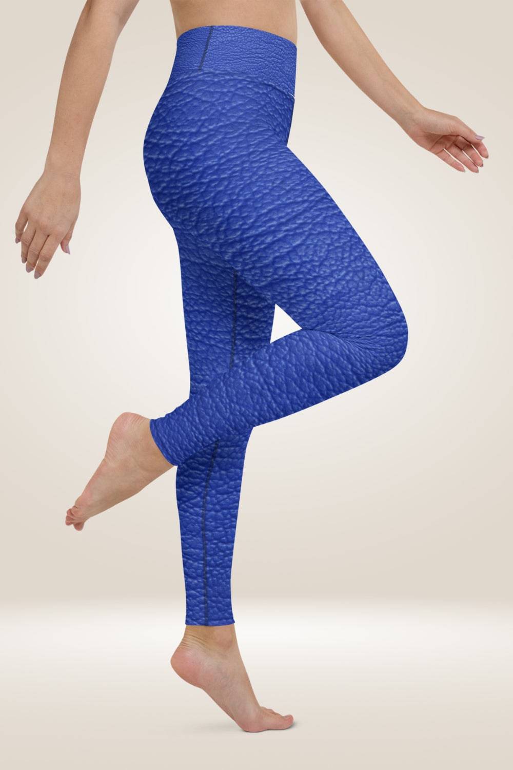 Blue Yoga Faux Leather Leggings - TGC Boutique - Leggings