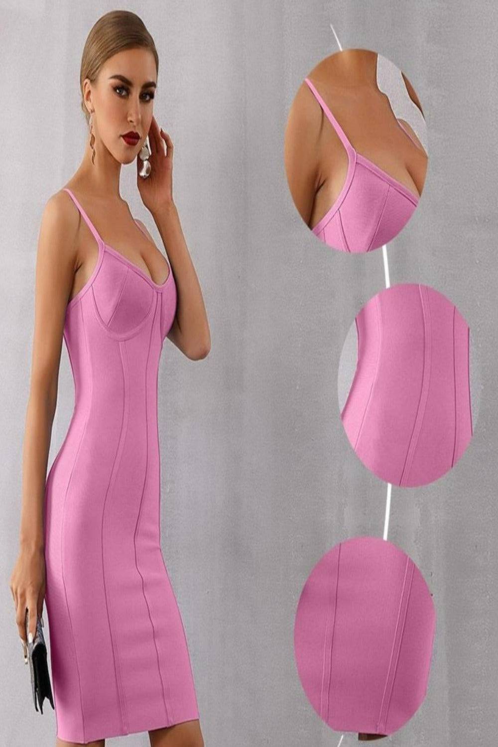 Body Contour Bustier Bodycon above knee Pink Dress - TGC Boutique - Pink Bodycon Dress