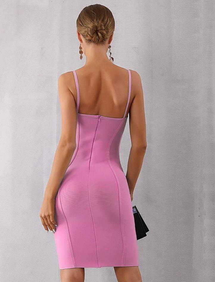 Body Contour Bustier Bodycon above knee Pink Dress - TGC Boutique - Pink Bodycon Dress