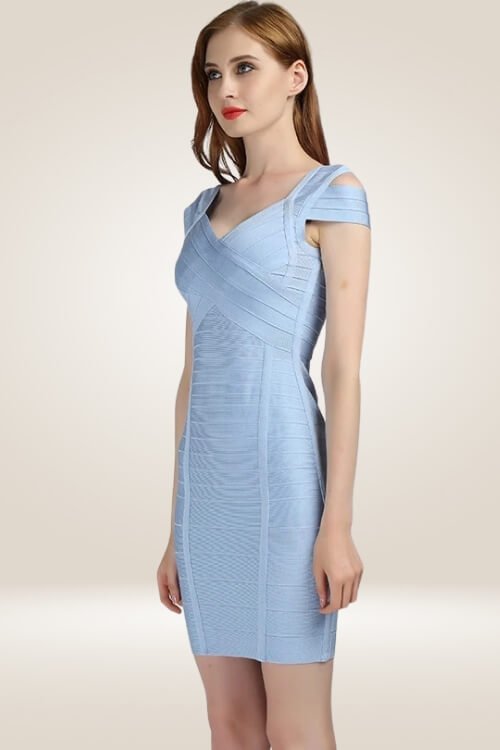 blue bandage bodycon dress MIDORI BANDAGE DRESS