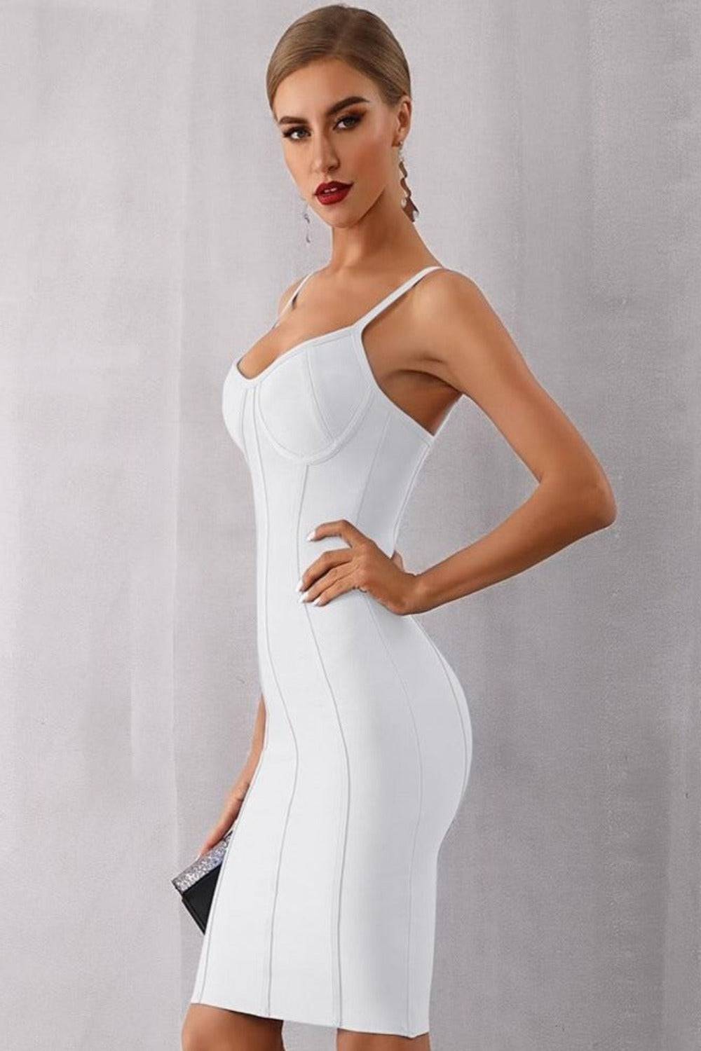 Body Contour White Bodycon Mini Dress - TGC Boutique - White Bodycon Dress