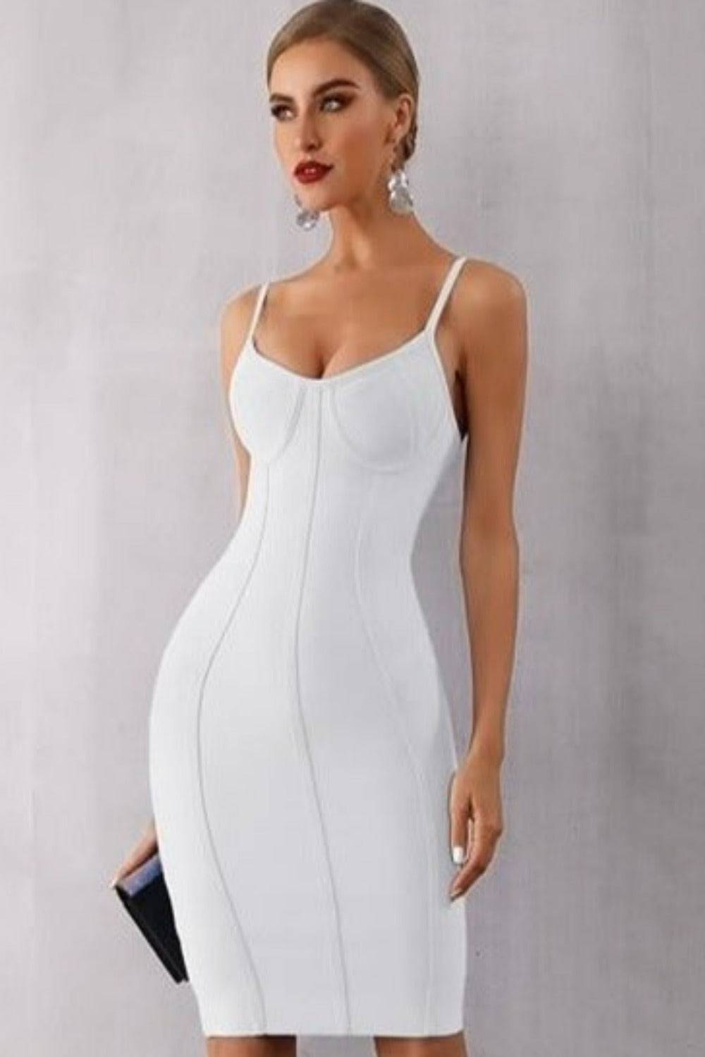 Body Contour White Bodycon Mini Dress - TGC Boutique - White Bodycon Dress