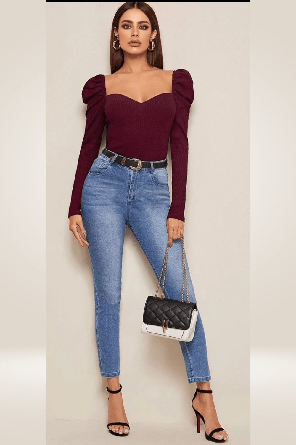 Bustier Fit Long Puff Sleeve Top - TGC Boutique - Top